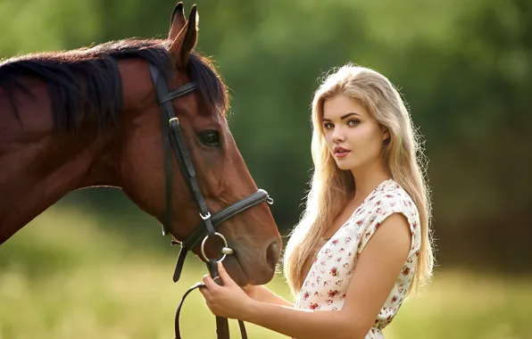 Картинка girl, hat, model, horse, blonde, pose, cowgirl, country girl