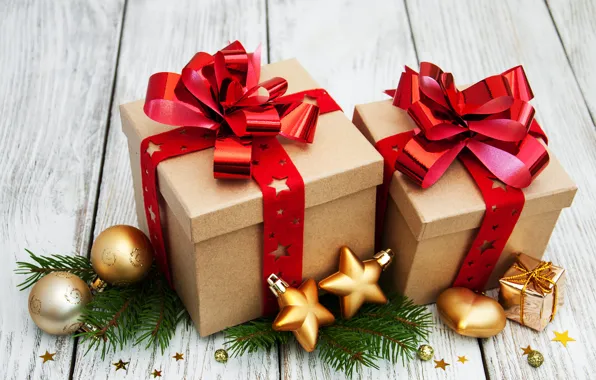 Картинка украшения, шары, Новый Год, Рождество, подарки, christmas, balls, merry, decoration, gift box, fir tree, ветки …