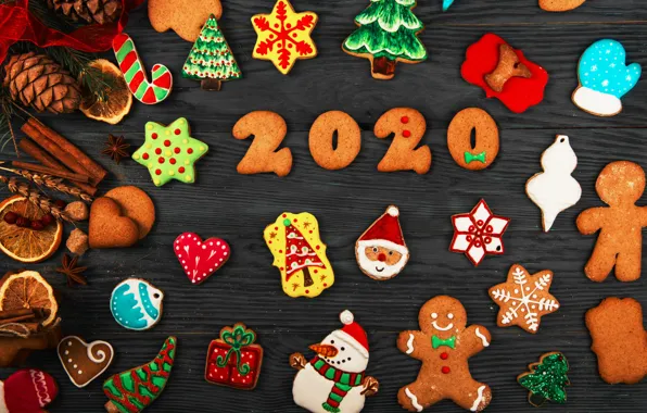 Картинка печенье, Новый год, композиция, пряники, 2020