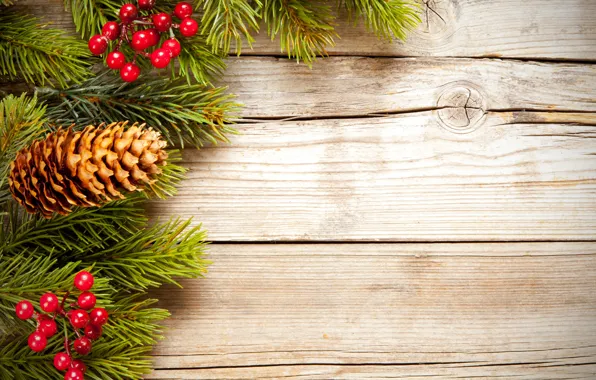Картинка украшения, ягоды, Рождество, Новый год, new year, Christmas, шишки, wood, decoration, fir tree, ветки ели