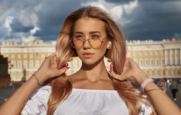 Картинка девушка, волосы, очки, Артемий Мостовой, Анастасия Журавлева