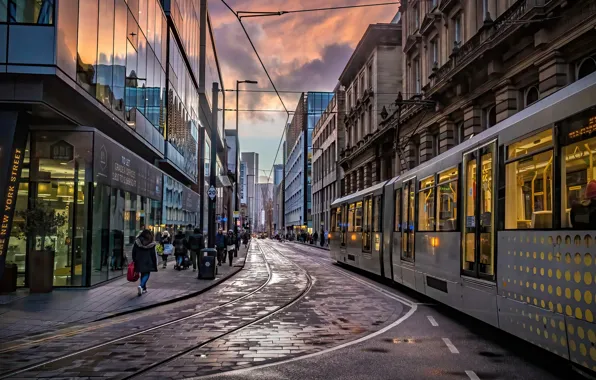 Картинка город, Manchester, Tram