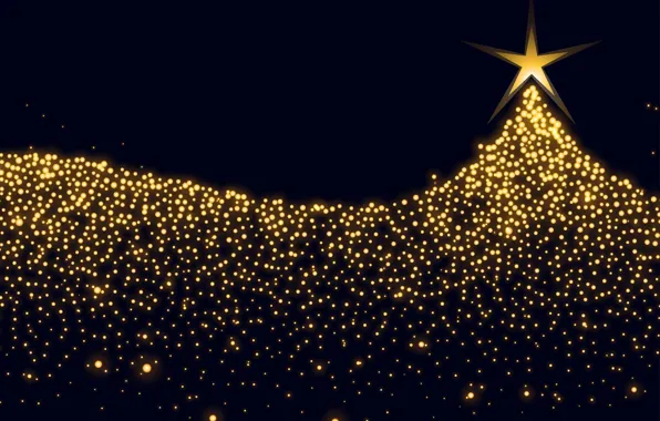 Картинка украшения, золото, елка, Рождество, dark, Новый год, golden, christmas, черный фон, new year, happy, background, …