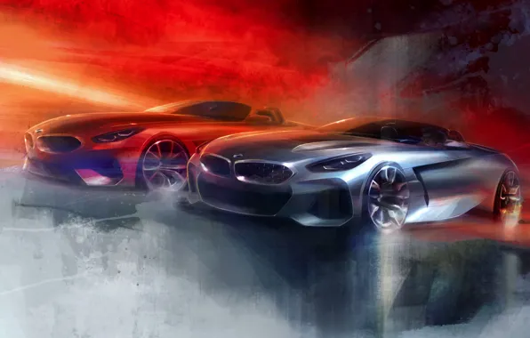 Картинка рисунок, BMW, эскиз, автомобили, BMW Z4, Z4, родстеры, 2019