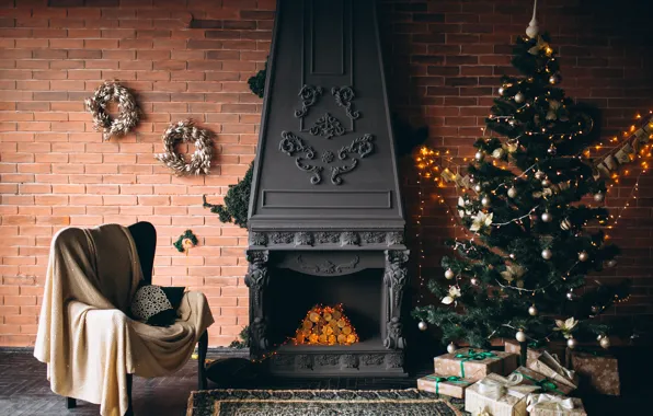 Картинка украшения, елка, интерьер, Рождество, подарки, Новый год, christmas, new year, wood, merry, interior, decoration