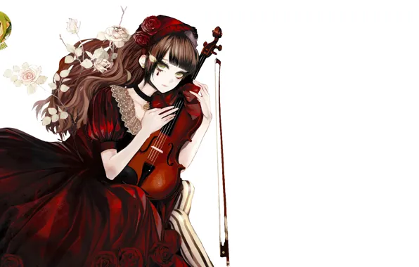 Картинка девушка, скрипка, смычок, by izza chan