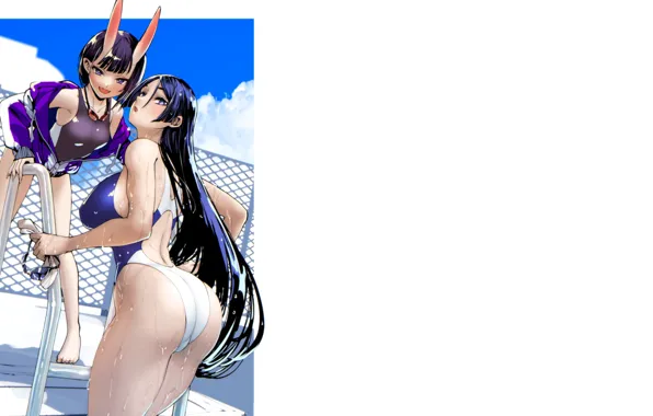 Картинка kawaii, girl, hot, ass, wet, pool, girls, boobs, blue, anime, water, swimsuit, butt, babe, cute, …