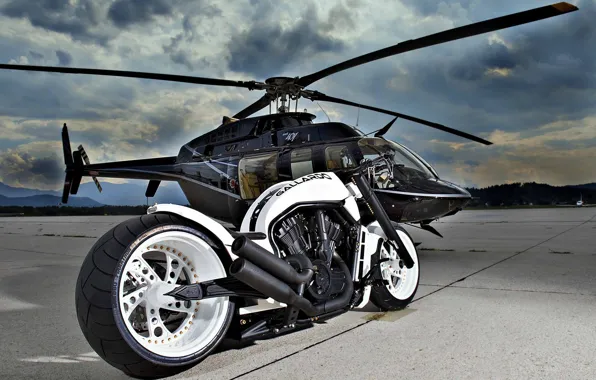 Картинка Gallardo, Helicopter, Custom, Motorcycle