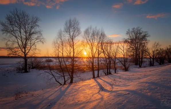 Картинка sunset, winter, snow, Antson Elvis