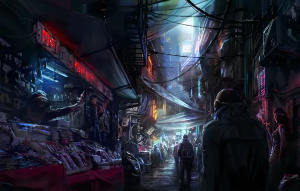 Картинка city, future, game, art, Neon, starfield