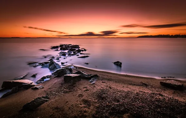 Картинка закат, побережье, Финляндия