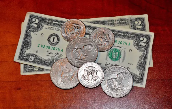 Картинка Монеты, USA, США, Купюры, Деньги, Доллар, Валюта, Доллары, Dollars, Банкноты