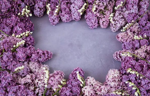 Картинка цветы, ветки, ландыши, flowers, сирень, spring, purple, lilac, frame