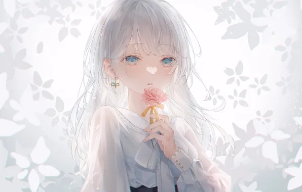 Картинка цветок, девушка, белые волосы