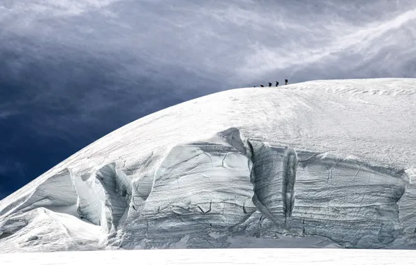 Картинка снег, гора, Discesa da Punta Parrot