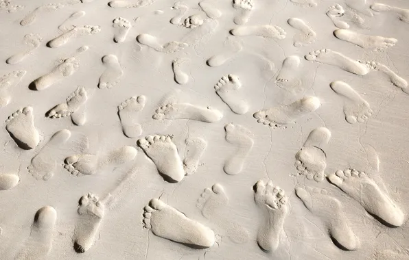 Картинка песок, пляж, следы, beach, sand, footprints