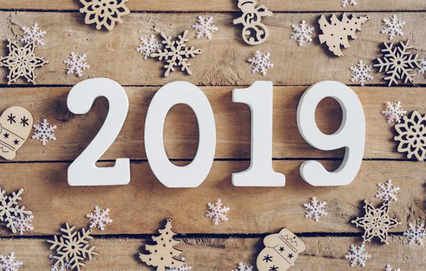 Картинка зима, снежинки, дерево, доски, Новый Год, new year, wood, winter, background, snowflakes, decoration, 2019