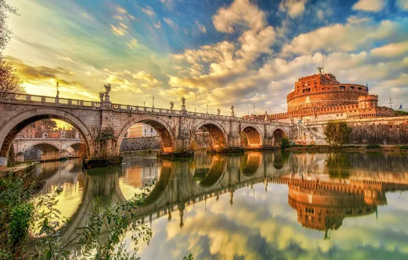 Картинка мост, замок, Рим, Италия, Castel S'angelo