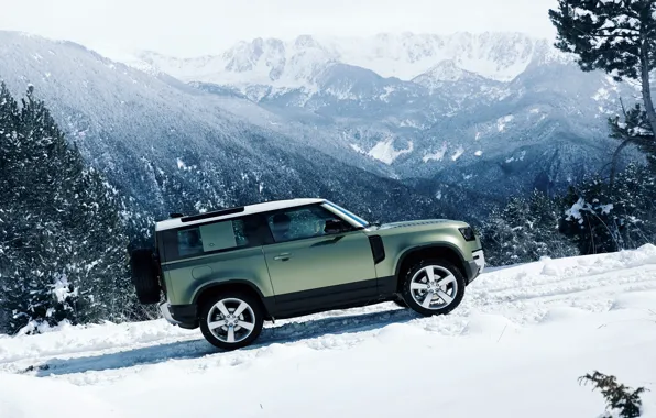 Картинка Land Rover, snow, 4x4, new, Defender, suv, 2020, montains, Land rover defender