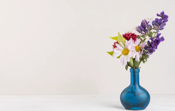 Картинка цветы, букет, ваза, синяя