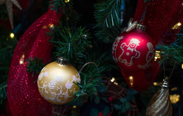 Картинка шарики, шары, Рождество, Новый год, ёлка