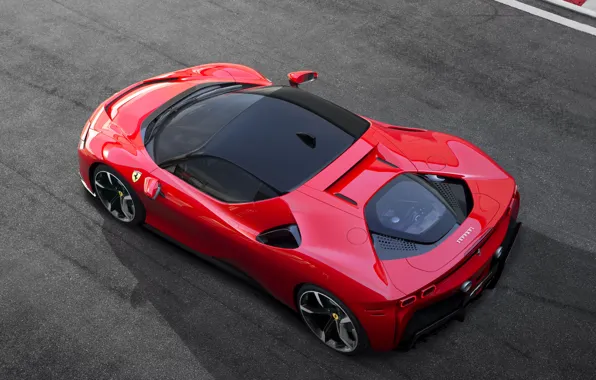 Картинка Ferrari, спорткар, диски, вид сверху, Stradale, SF90