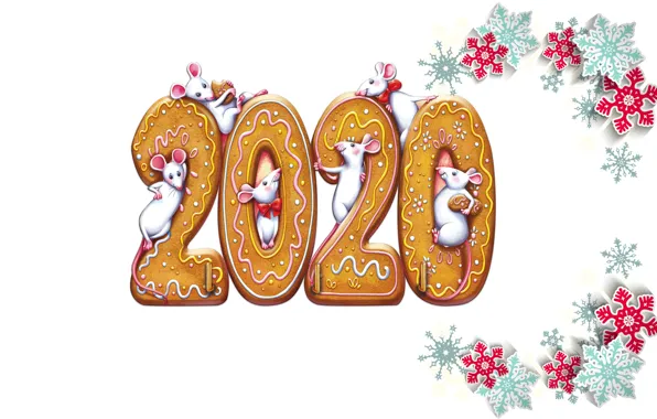 Картинка новый год, мышь, 2020, печенье имбирное, новый год 2020