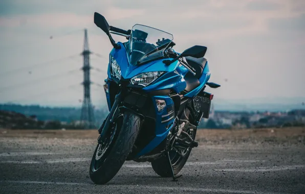 Картинка мотоциклы, Kawasaki, bike, blue