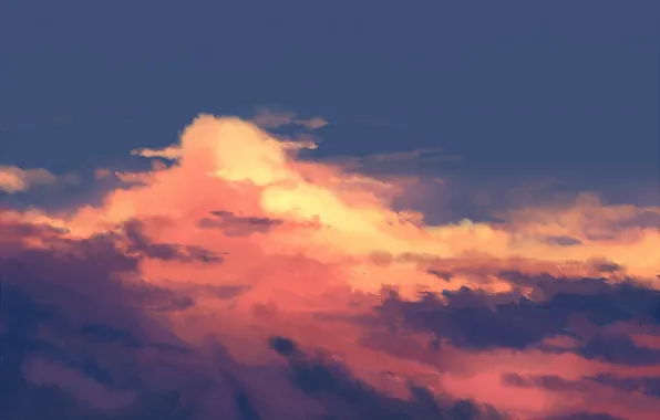 Картинка небо, облака, закат