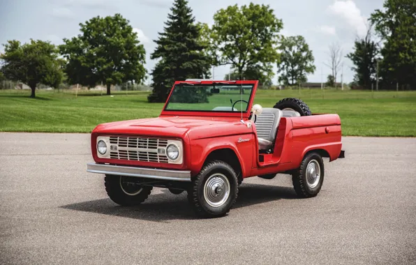Картинка красный, Roadster, Ford, 1966, Bronco, бездверный