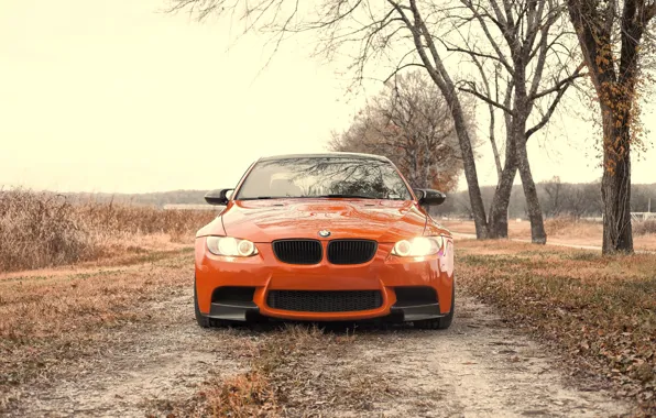 Картинка BMW, Autumn, E92, Lime Rock Park Edition, M3, Dirt road