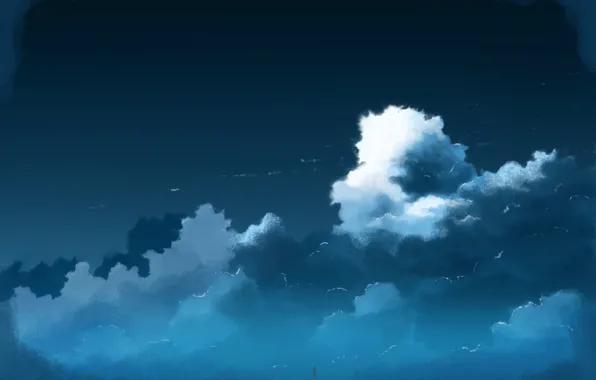 Картинка небо, облака, силуэт, K.Hati
