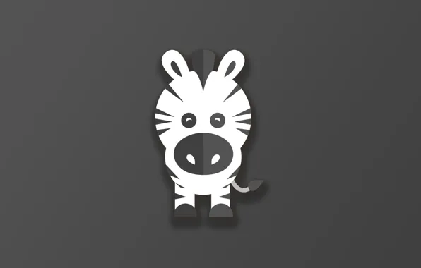 Картинка minimalism, animal, funny, digital art, artwork, cute, simple background, Zebra