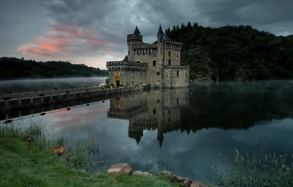 Картинка природа, озеро, замок