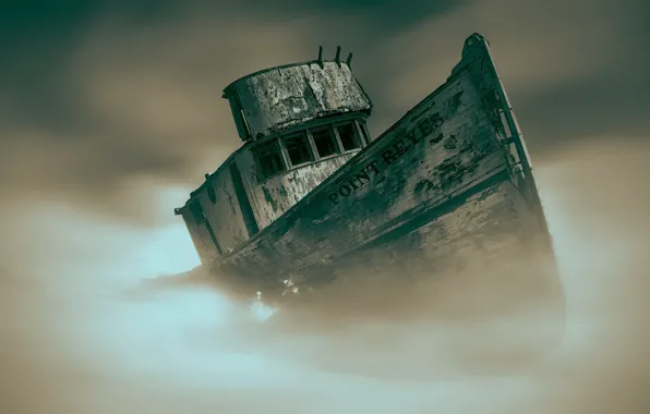 Картинка туман, фон, корабль