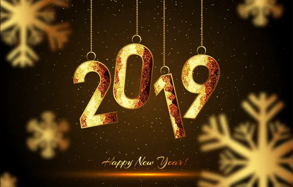 Картинка золото, Новый Год, цифры, golden, background, New Year, Happy, sparkle, glitter, 2019