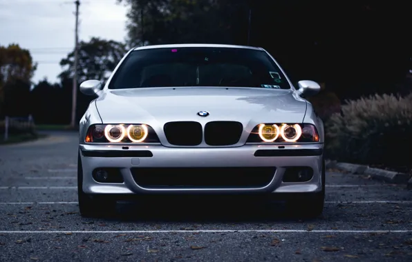 Картинка E39, Silver, M5, Daytime Running Lights, Front view