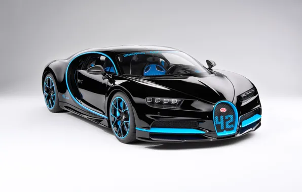 Картинка фон, чёрный, арт, вид спереди, гиперкар, Bugatti Chiron