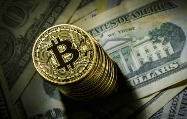 Картинка размытие, доллар, монета, dollar, coin, bitcoin, биткоин