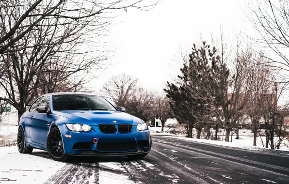 Картинка BMW, Blue, Winter, E92, GTS, M3