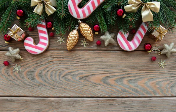 Картинка украшения, шары, Рождество, Новый год, christmas, new year, wood, merry, decoration, fir tree, ветки ели