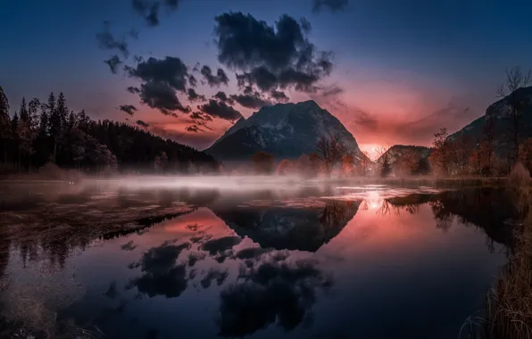 Картинка закат, горы, природа, озеро