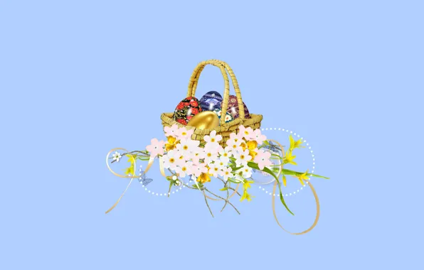 Картинка цветы, корзина, яйца, пасха, happy easter, by Pyrus-acerba