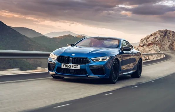 Картинка скорость, вечер, BMW, Coupe, Competition, UK-Spec, 2019, BMW M8, F92