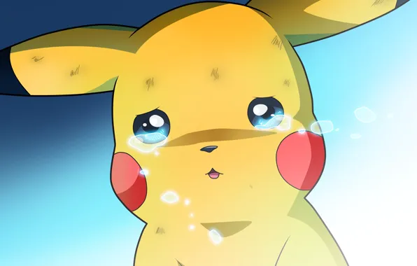 Картинка пикачу, слёзы, Покемон, плачет, Pokemon