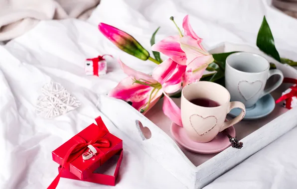 Картинка цветы, подарок, кофе в постель