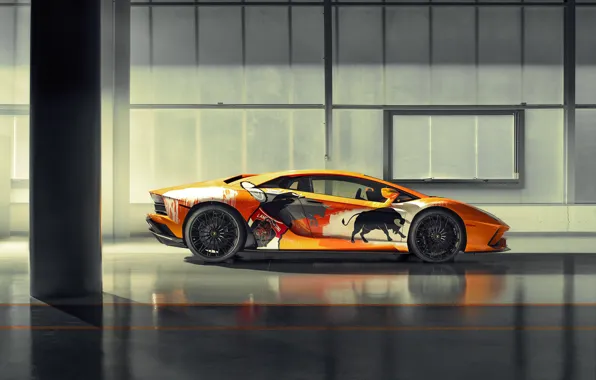 Картинка Lamborghini, спорткар, быки, Aventador S, Skyler Grey