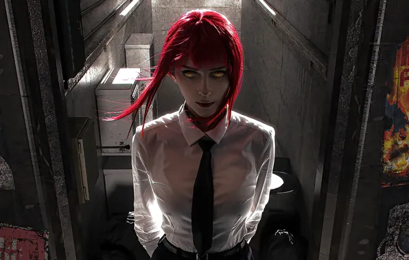 Картинка взгляд, red hair, 3D модель, большая грудь, look, красные волосы, xenon, Manga, big breasts, белая …