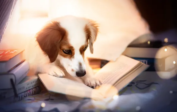 Картинка друг, собака, книга