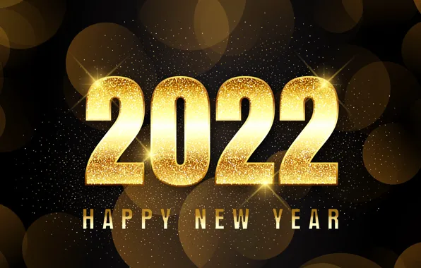 Картинка золото, Новый год, golden, черный фон, new year, happy, decoration, sparkling, 2022
